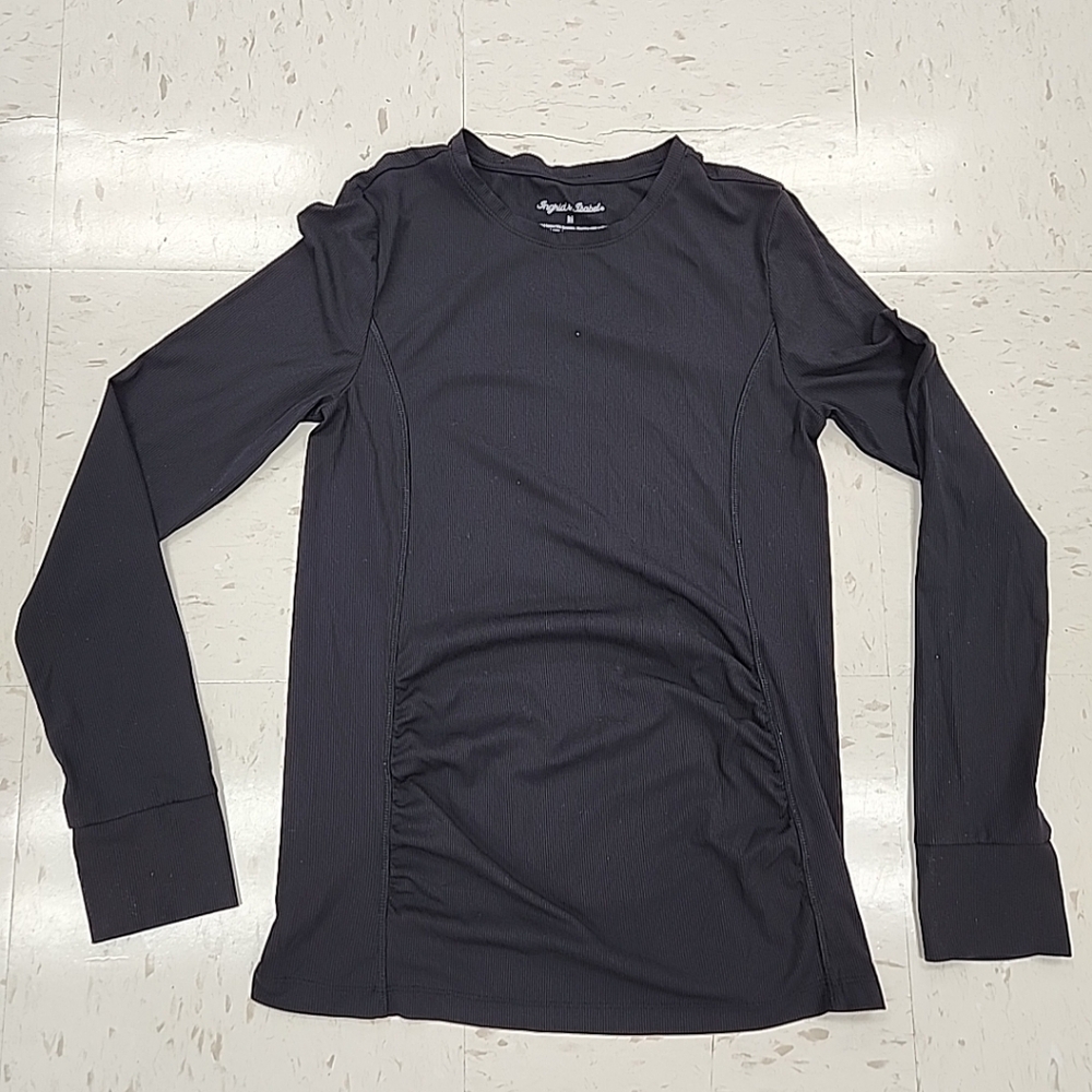 Ingrid & Isabel Maternity Long Sleeve Black Ribbed Shirt Women's Size Medium